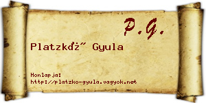 Platzkó Gyula névjegykártya